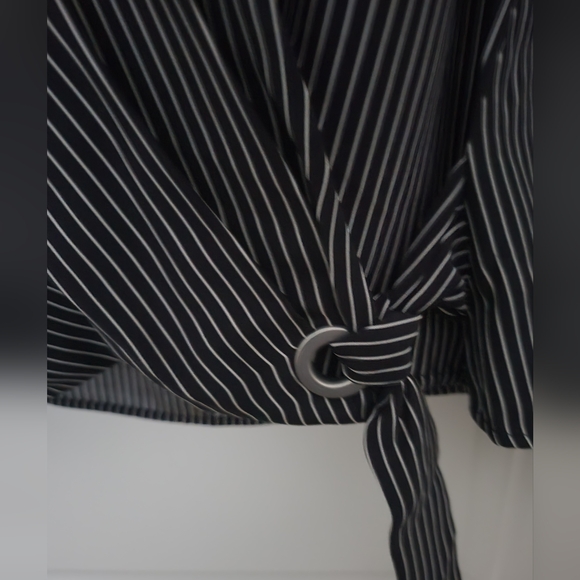 rag & bone Felix Popover Top in Black & White Stripes. - Picture 5 of 15